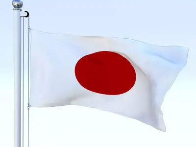 Animated Japan Flag Low-poly 3D model