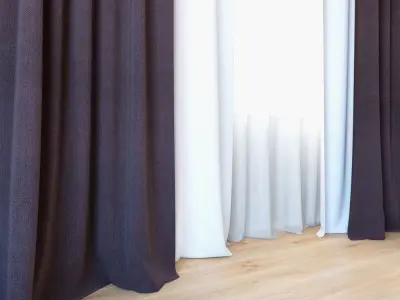 Curtains 16 Curtains with Tulle 3D model