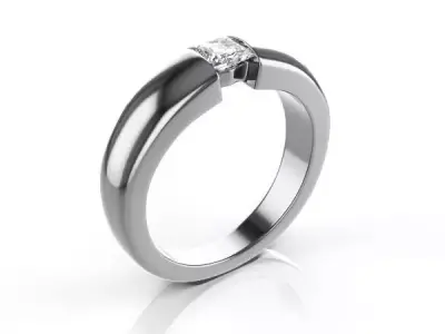 Ring Sobrilia with round and princess diamond 3D model