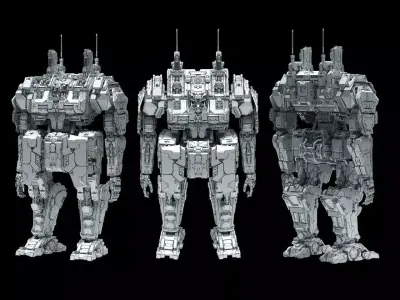Mecha Titan High-Detail Sci-Fi Combat Walker   3D Model 3D model