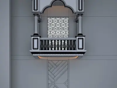 Balcony Door Window Low-poly 3D model