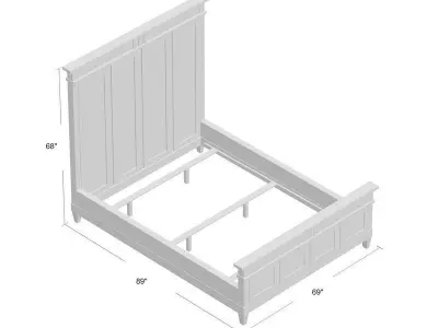 Light Brown Ariel Solid Wood Platform Bed 3D model