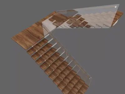 Modern wooden stair 3D model