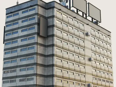 Building Skyscraper City Town Downtown Office Space Work Street Low-poly 3D model