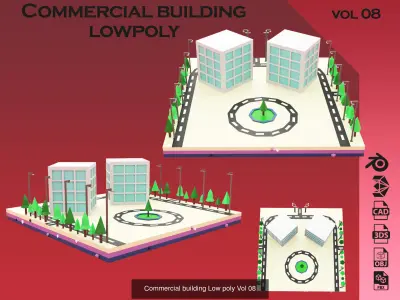  collection commercial building lowpoly 02 3D Model Pack