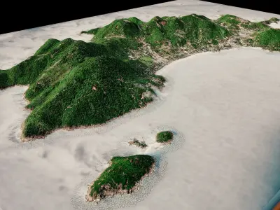 Ko Tao island 3d model terrain Low-poly 3D model