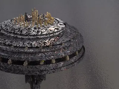 Sci fi city space station relay 3D model