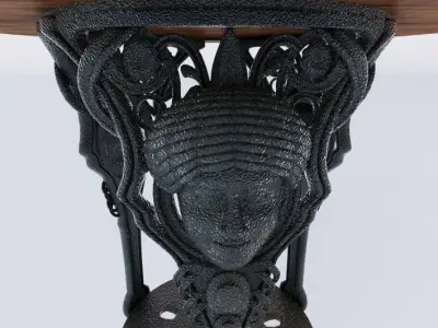 Traditional Girls head cast iron table 3D model