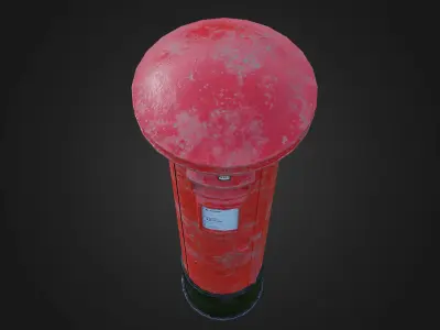 British Post Box Low-poly 3D model