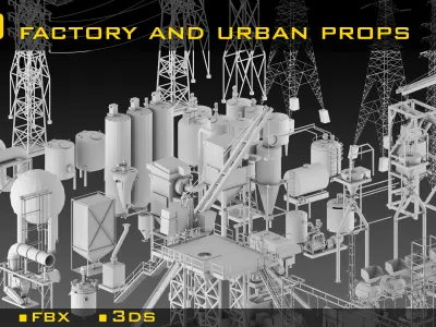 Factory and Urban Props- Vol 02 Low-poly 3D model
