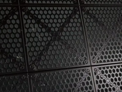 Dark Perforated Hexagonal Metal Panel PBR SEAMLESS Texture
