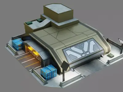 Sci-Fi Hangar - Low Poly - Game Ready - PBR Low-poly 3D model