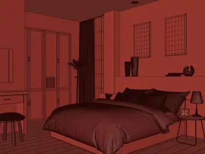 Bedroom Completely finished 3d scene 3D model