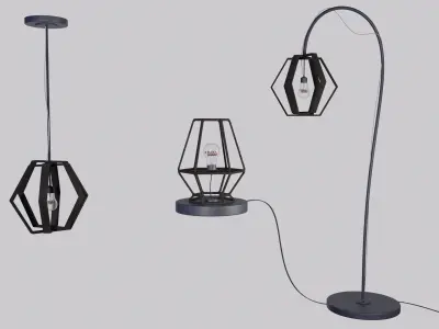 Realistic lamp pack 3X PBR cycles eevee Low-poly 3D model