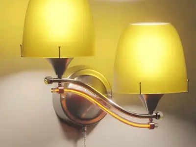 Yellow metallic wall lamp 3D model