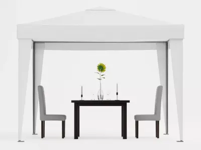 Gazebo Setup V12 - Minimal Outdoor Dining Pavilion Scene Low-poly 3D model