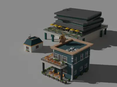 Low Poly Set of Three 3D Model Pack
