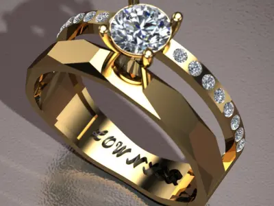 solitaire ring 3D print model 33