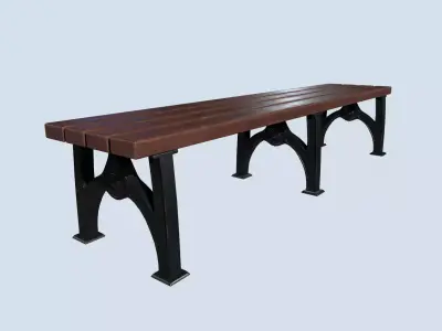 Street bench low poly pbr game ready Low-poly 3D model 7
