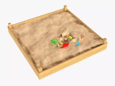 Sandbox with toys outdoor 3D model