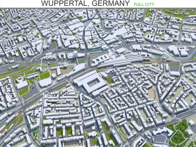 Wuppertal Germany 40km Low-poly 3D model