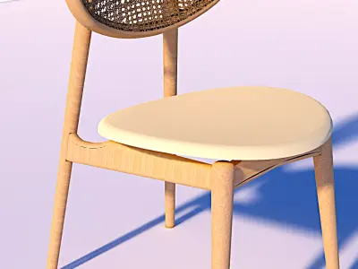 Modern Wooden Dining Chair Clean and Real Scale 3D model