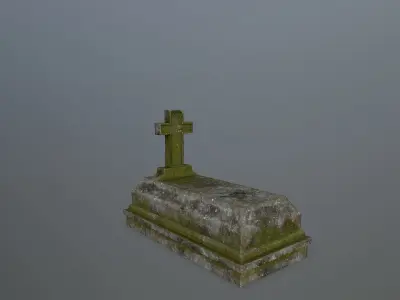 Tombstone Set stone column Low-poly 3D model