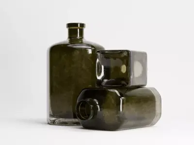 Old Bottles Set Low-poly 3D model