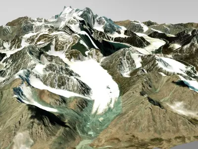 Mountain landscape Bogdo Ula Peak 3D model