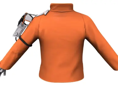 Male Orange Cyberpunk Jacket Coat Low-poly 3D model