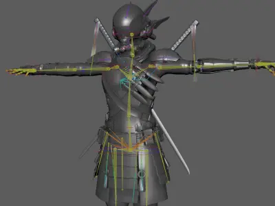 Sci fi Samurai Ninja 3D CG model rigged character 3D model