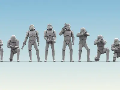 8 Figure Stormtrooper Printable Set-01 3D model