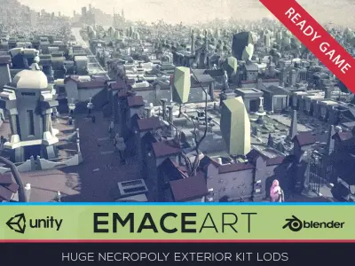 Cemetery Graveyard Exterior Big Ready Map LODs Low-poly Low-poly 3D model