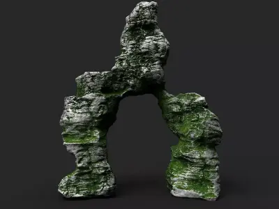 Mossy Cliff Rock 23-4 Low-poly 3D model