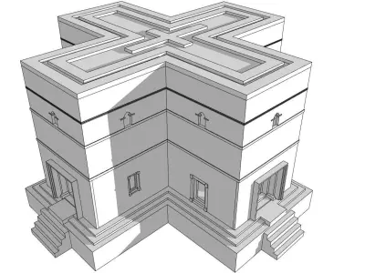 Church carved in the Rock of Lalibela Ethiopia Low-poly 3D model