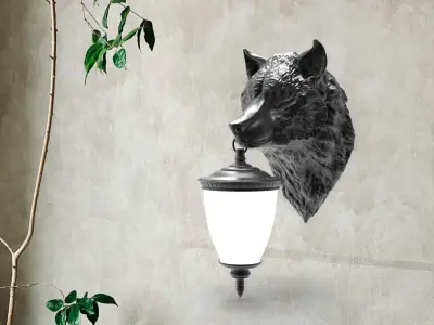 Wolf Head Wall Lamp 3D print model buy