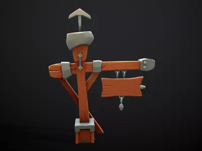 Stylized Wood Sign Low-poly 3D model