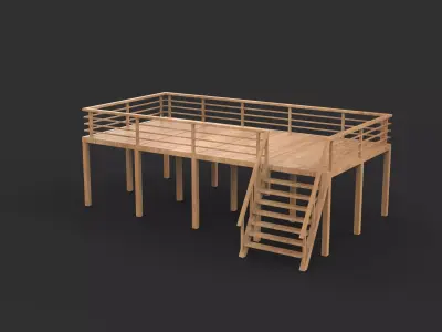wooden dock model 2 3D model