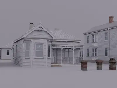 Victorian Houses Pack Low-poly 3D model