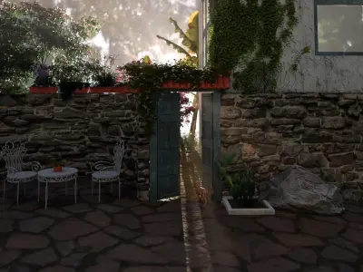 Old Garden Wood Gate Low Poly Game Ready 3D Model Low-poly 3D model