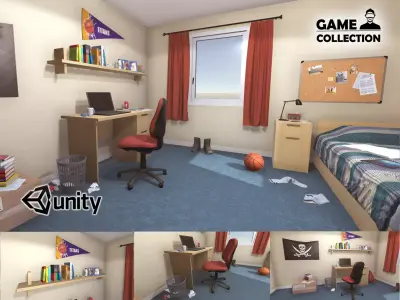 University Student Room Low-poly 3D model