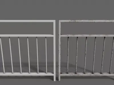 PBR Pedestrian Guard Rail White V4 Low-poly 3D model