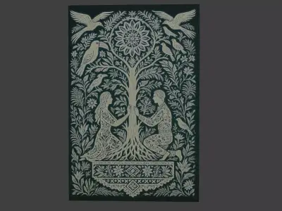 Sacred Tree of Life Relief Low-poly 3D model