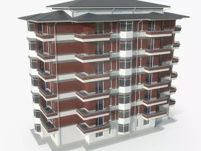 Residential Apartment Building  Low-poly 3D model