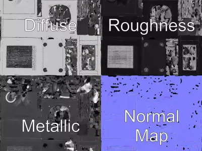 Industrial Air Conditioner Model Pack with Detailed Components Low-poly 3D model