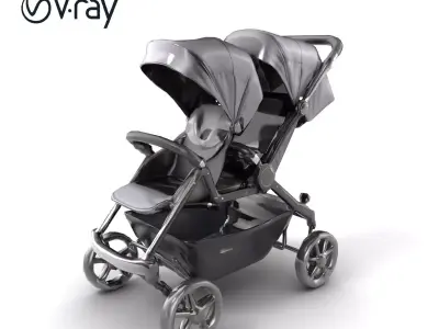Twin Stroller Dual Seats Ergonomic Design model pack Low-poly 3D model