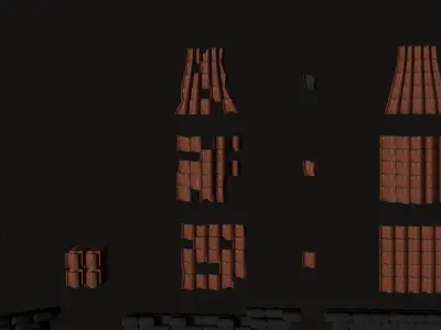 Roman roof tiles and cornices 87 pieces set low poly PBR Low-poly 3D model