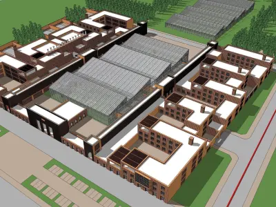Sketchup Traditional complex and greenhouse K5 3D model