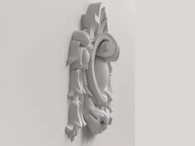 Custom made cartouche baroque architecture detail 3D model