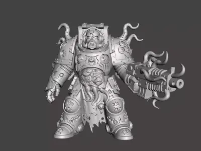 Corrupted Space Harbinger  SciFi Horror Soldier Miniature  3D print model